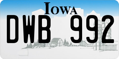 IA license plate DWB992
