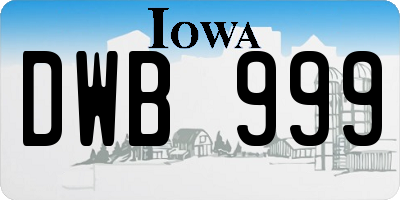 IA license plate DWB999