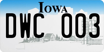 IA license plate DWC003