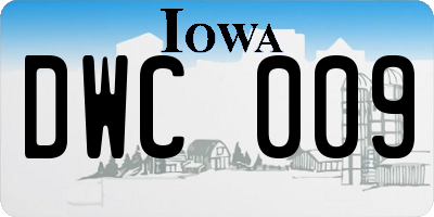 IA license plate DWC009