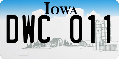 IA license plate DWC011