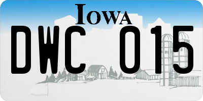 IA license plate DWC015
