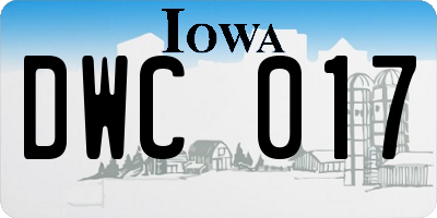IA license plate DWC017
