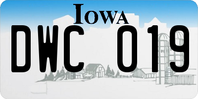 IA license plate DWC019