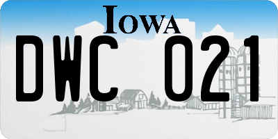 IA license plate DWC021