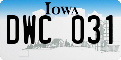 IA license plate DWC031
