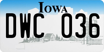 IA license plate DWC036