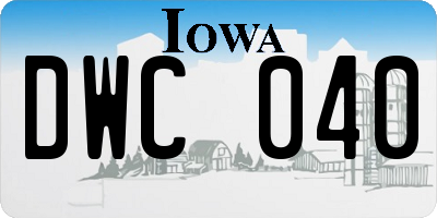 IA license plate DWC040
