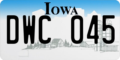 IA license plate DWC045