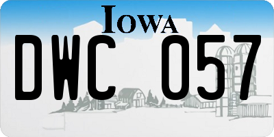 IA license plate DWC057