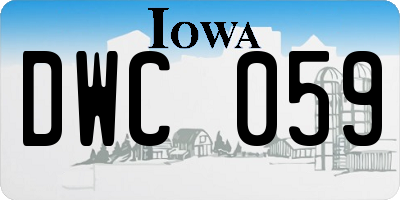 IA license plate DWC059