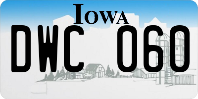 IA license plate DWC060