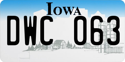 IA license plate DWC063