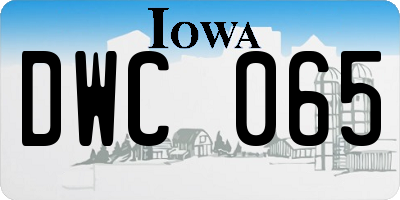IA license plate DWC065