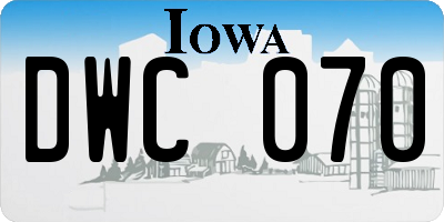 IA license plate DWC070