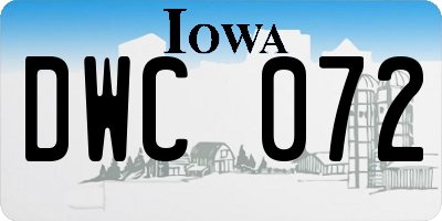 IA license plate DWC072