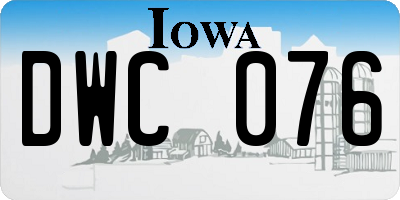 IA license plate DWC076