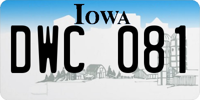 IA license plate DWC081
