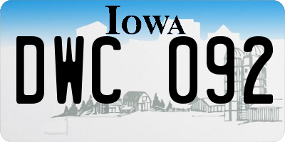 IA license plate DWC092