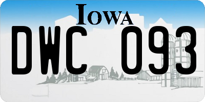 IA license plate DWC093