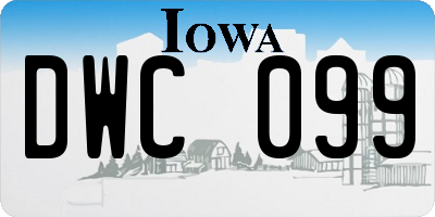 IA license plate DWC099