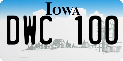 IA license plate DWC100