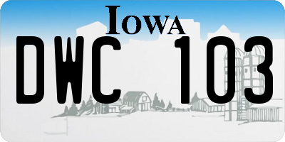 IA license plate DWC103