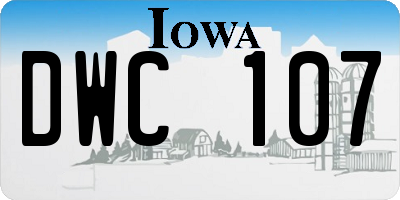IA license plate DWC107