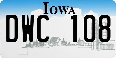 IA license plate DWC108