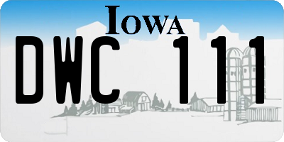 IA license plate DWC111