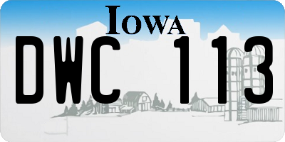 IA license plate DWC113