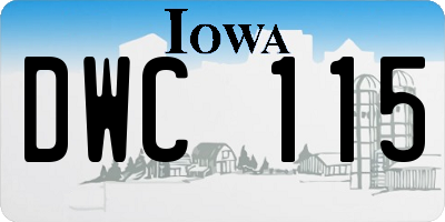 IA license plate DWC115