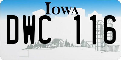 IA license plate DWC116