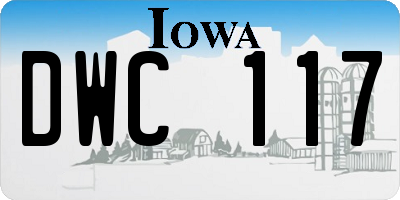 IA license plate DWC117