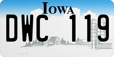 IA license plate DWC119