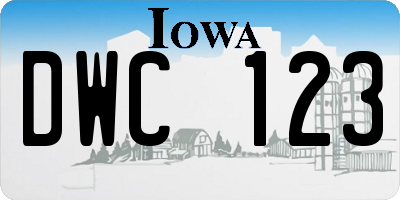 IA license plate DWC123