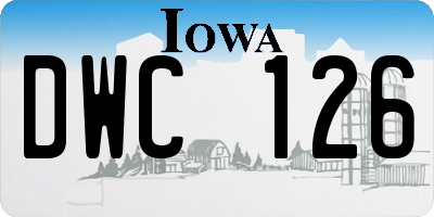 IA license plate DWC126
