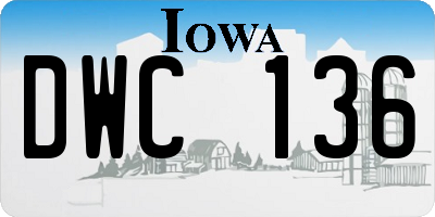 IA license plate DWC136