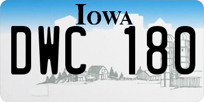 IA license plate DWC180