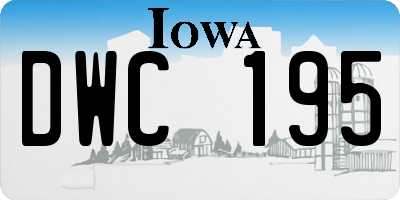 IA license plate DWC195