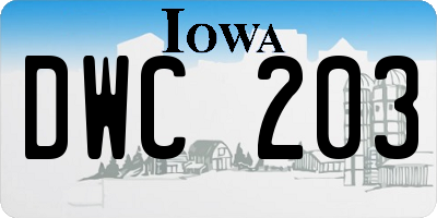 IA license plate DWC203