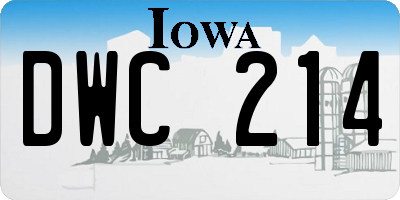 IA license plate DWC214
