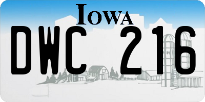 IA license plate DWC216