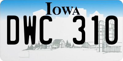 IA license plate DWC310