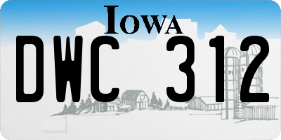 IA license plate DWC312