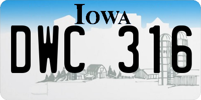 IA license plate DWC316
