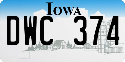 IA license plate DWC374