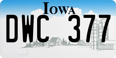 IA license plate DWC377