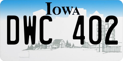 IA license plate DWC402