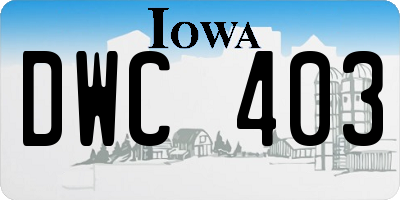 IA license plate DWC403